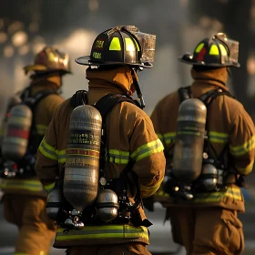 Firefighters Ready for Action in Full Gear