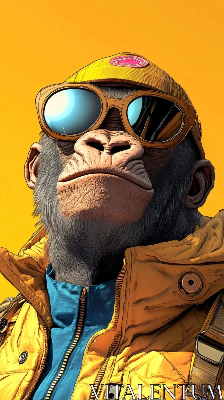 Stylish Monkey Illustration AI Image