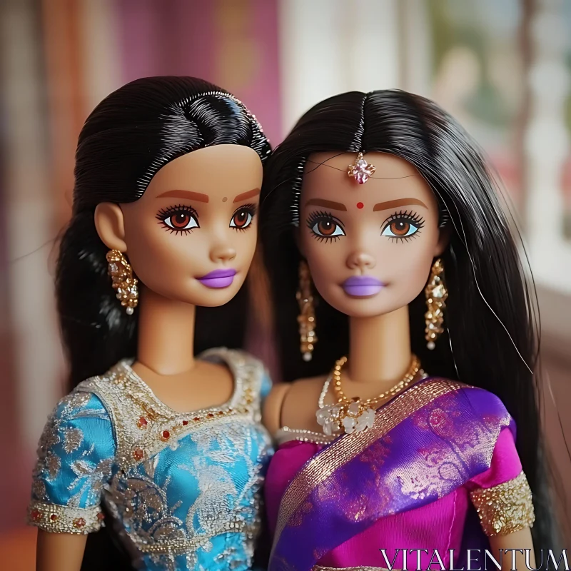 Dolls in Indian Dresses AI Image