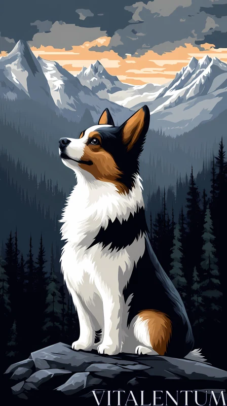 AI ART Dog in Mountain Landscape