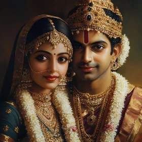 Portrait of Bride and Groom in Gold