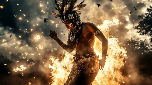 Fiery Ritual of the Tribal Warrior