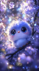 Fantasy Bird with Purple Flowers