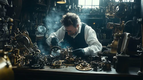 Intricate Clockwork Repair Scene