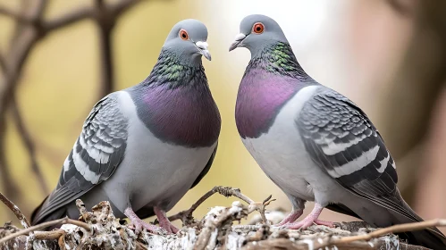 Two Pigeons in Conversation