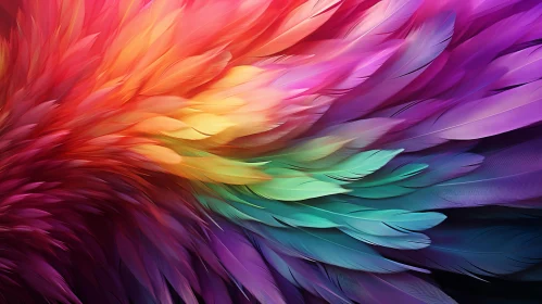 Colorful Abstract Feather Artwork: Bold Shapes, and Soft Realism