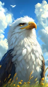 Eagle Soaring Against Clouds