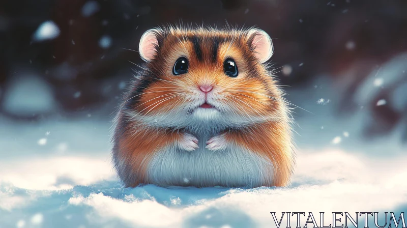 Hamster in Snow AI Image