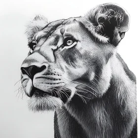 Lioness in Black and White