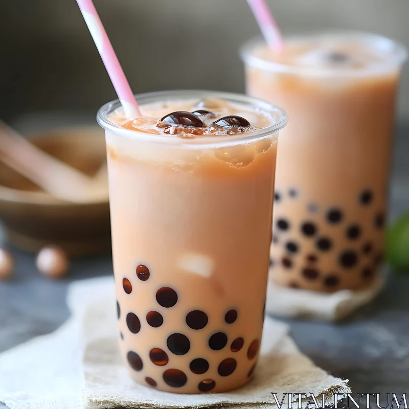 AI ART Iced Bubble Tea with Tapioca