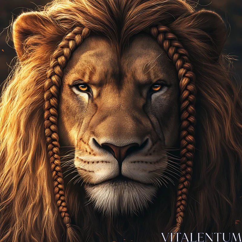 Braided Lion AI Image