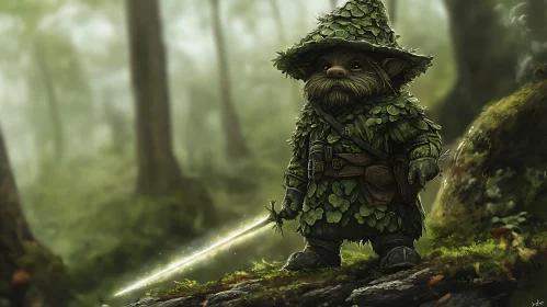 Leaf Armor Warrior in Misty Forest