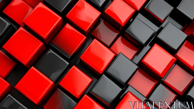 Abstract Cube Composition in Red and Black AI Image