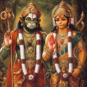 Classical Depiction of Hanuman and Rama