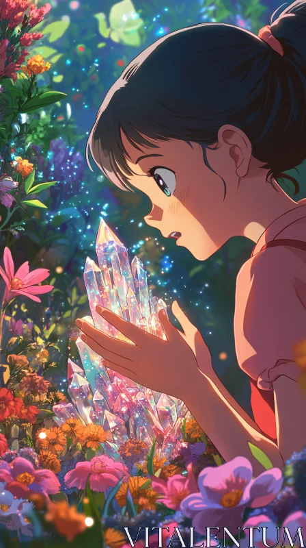 AI ART Girl with Crystalline Garden