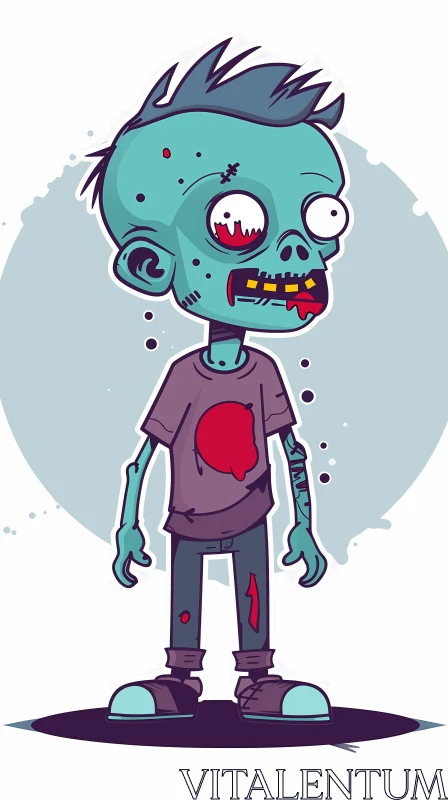 AI ART Funny Cartoon Zombie Illustration for Digital Content