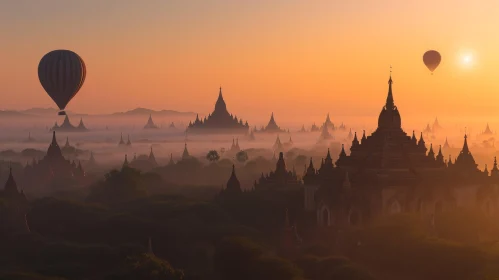 Hot Air Balloons Over Ancient Temples in Bagan | Breathtaking Nature Art