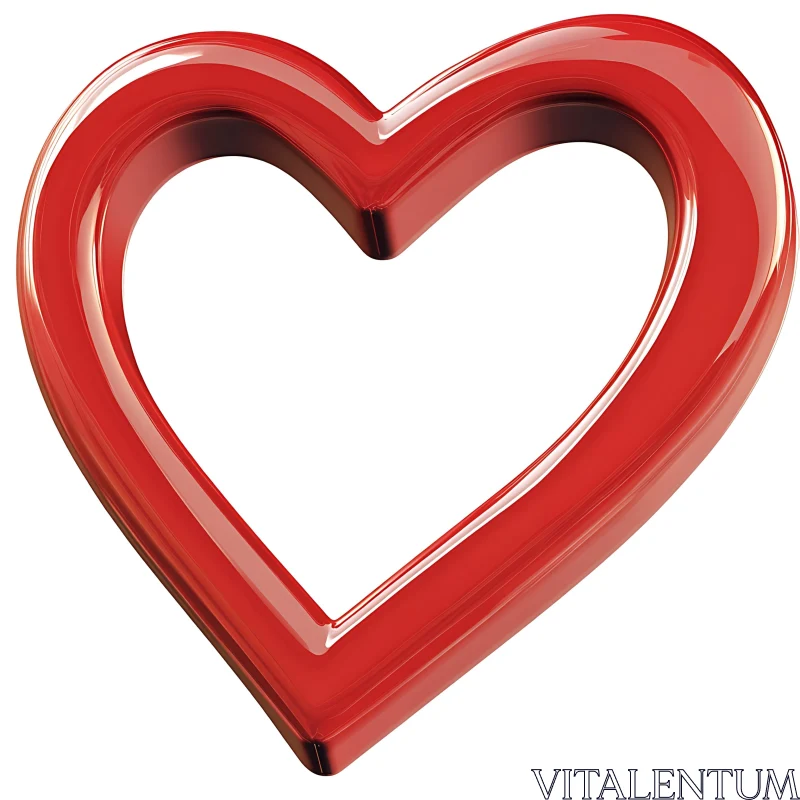 Glossy Red Heart Symbol AI Image