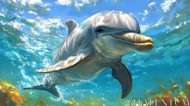 AI ART Graceful Dolphin in Vibrant Ocean