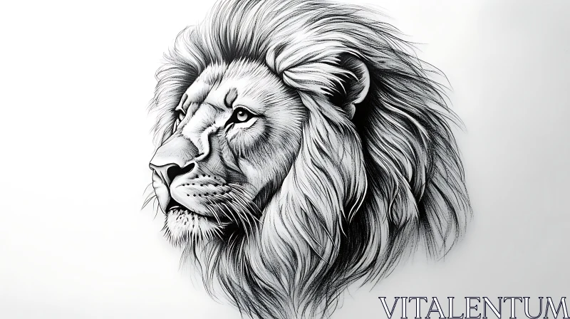 AI ART Lion Head Monochrome Art