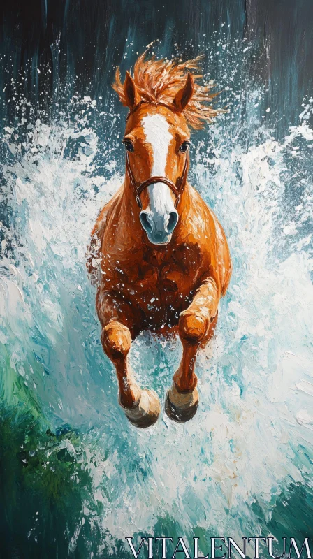 AI ART Horse Splashing Painting