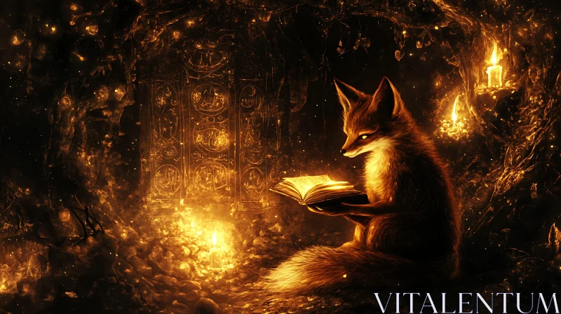 Enlightened Fox with Book AI Image