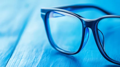 Modern Blue Eyeglasses Still Life