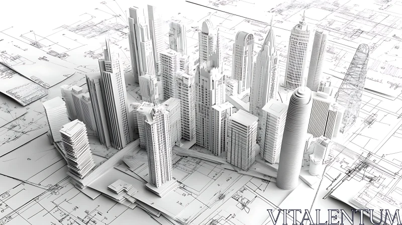 Monochrome City Architecture Design AI Image