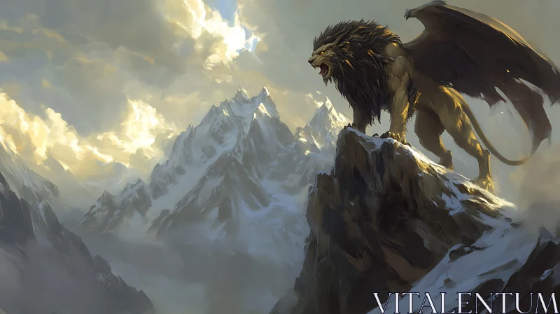 AI ART Gryphon on Mountain Peak