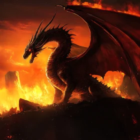 Dragon Perched on Fire Mountain