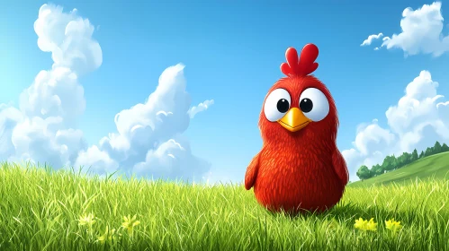 Red Cartoon Chicken