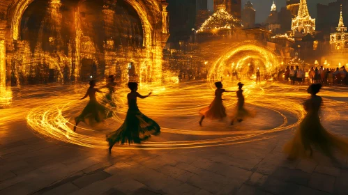 City Dancers Under Golden Lights