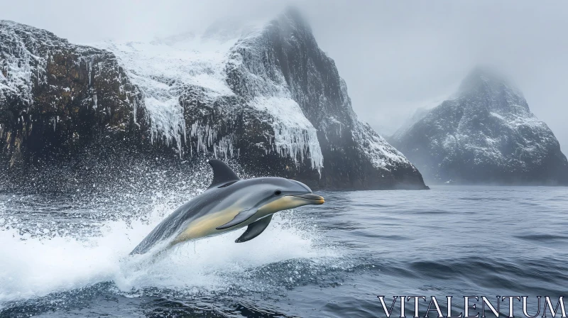 Dolphin in Nordic Seas AI Image