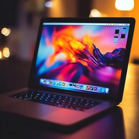 Illuminated Laptop in Warm Atmosphere