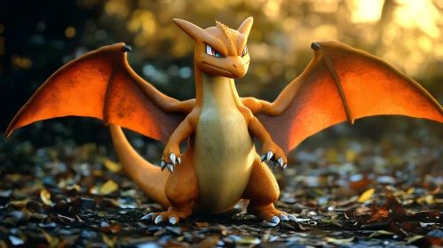 Fiery Pokemon Amidst the Leaves