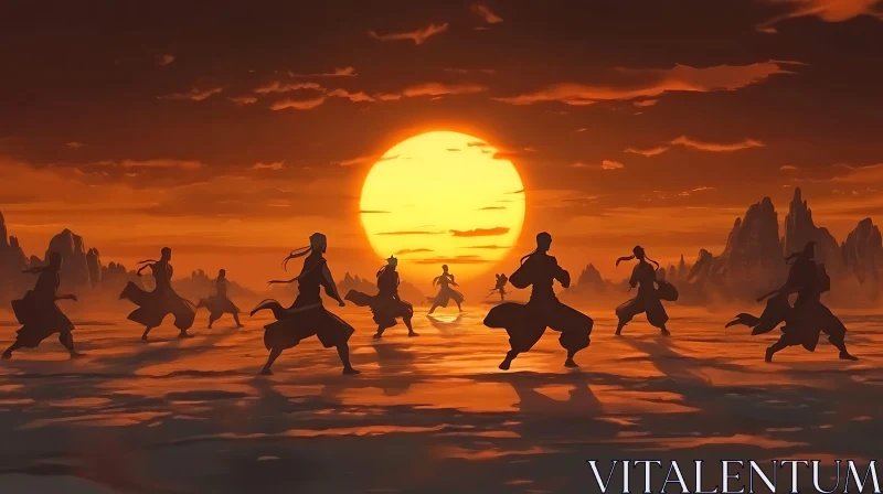 AI ART Sunset Martial Arts Practice