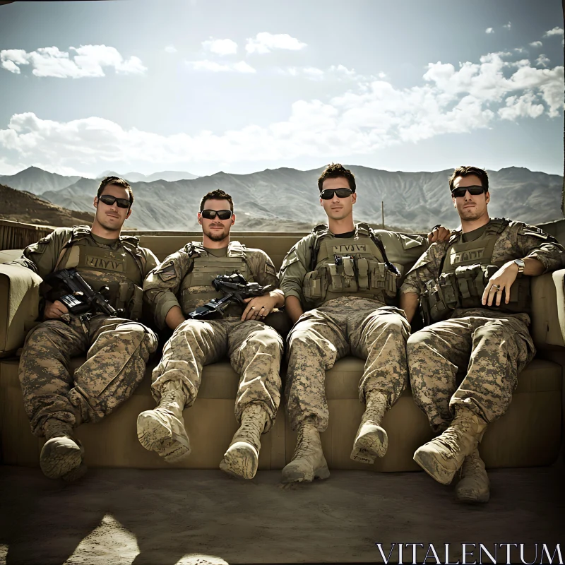 AI ART Men in Uniform Resting Outdoors