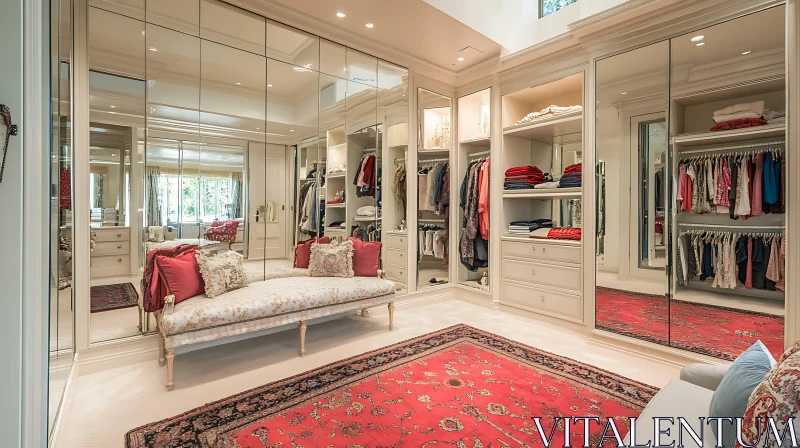 Opulent Walk-In Wardrobe with Elegant Decor AI Image