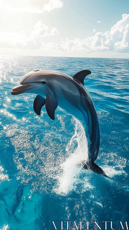 Dolphin Dancing Above Sea Waves AI Image