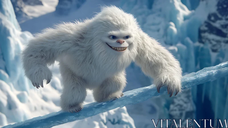 Gentle Yeti in Winter Wonderland AI Image