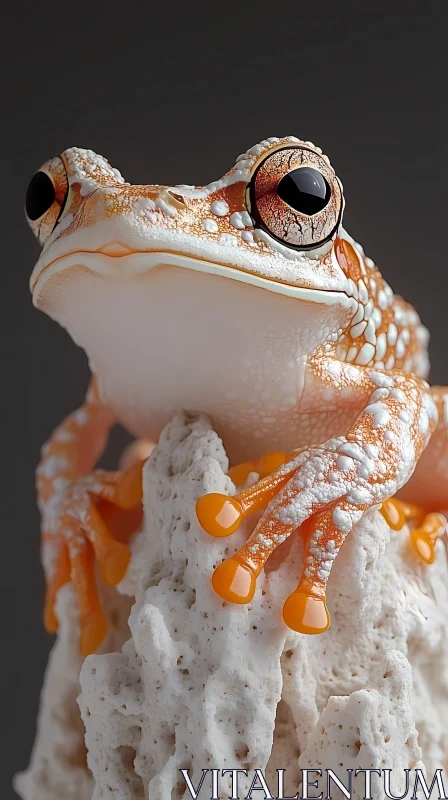 AI ART Orange Frog on Coral Rock