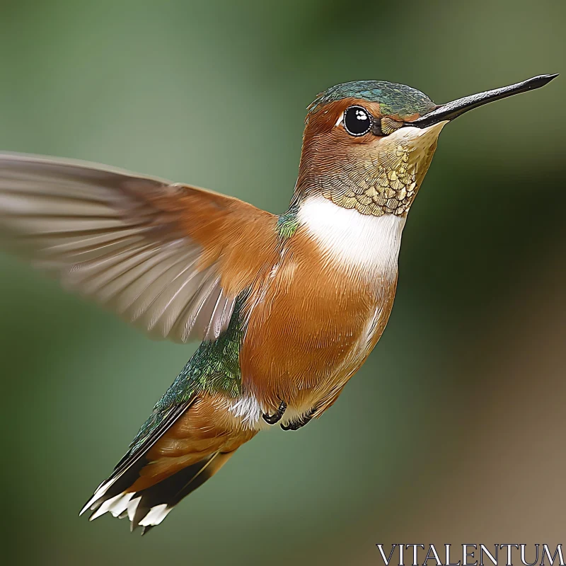 Flying Hummingbird with Blurred Wings AI Image