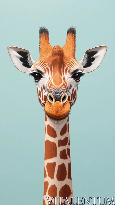 Giraffe Art in Light Blue AI Image