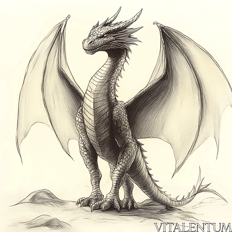 AI ART Monochrome Dragon Art