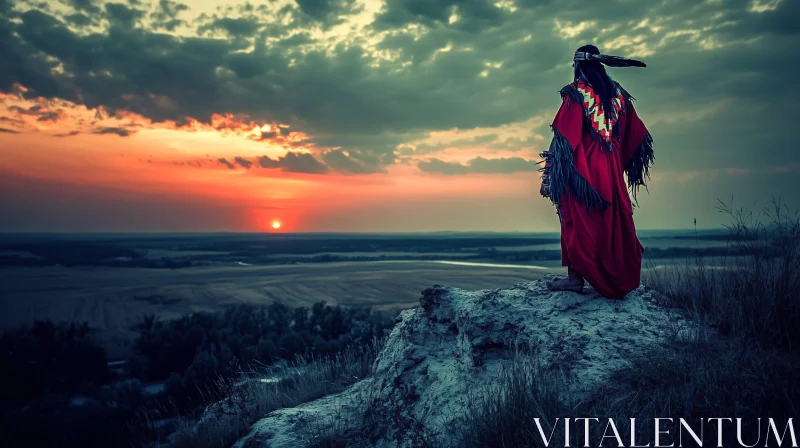 AI ART Red Robe at Sunset