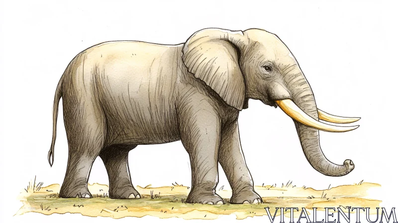 Illustrative Elephant in Habitat AI Image