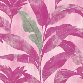 Tropical Foliage Art in Pink and Magenta