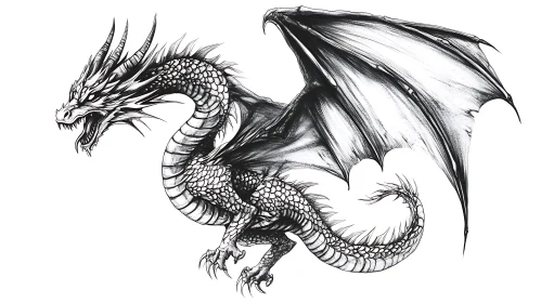 Detailed Dragon Drawing