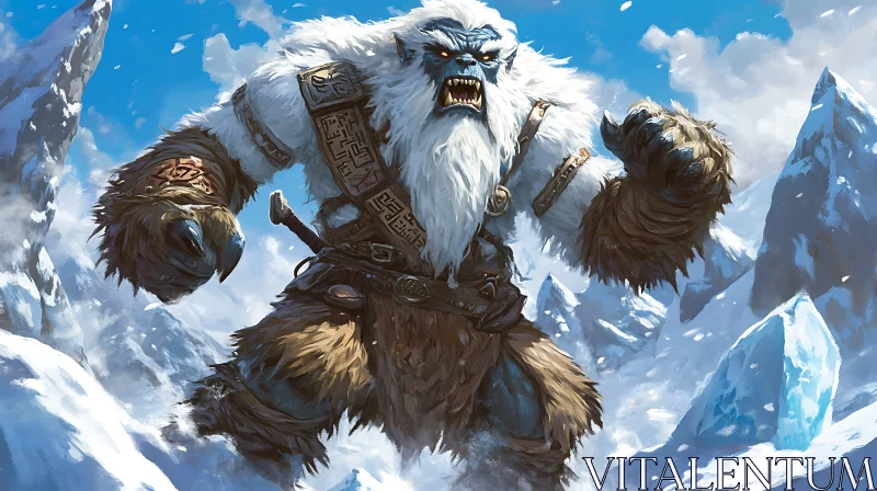 AI ART Fearsome Yeti in the Mountain