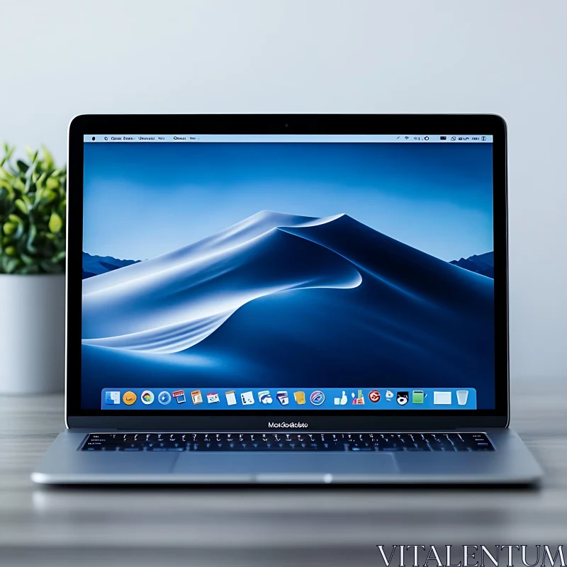 Sleek Laptop Display with Nature Element AI Image